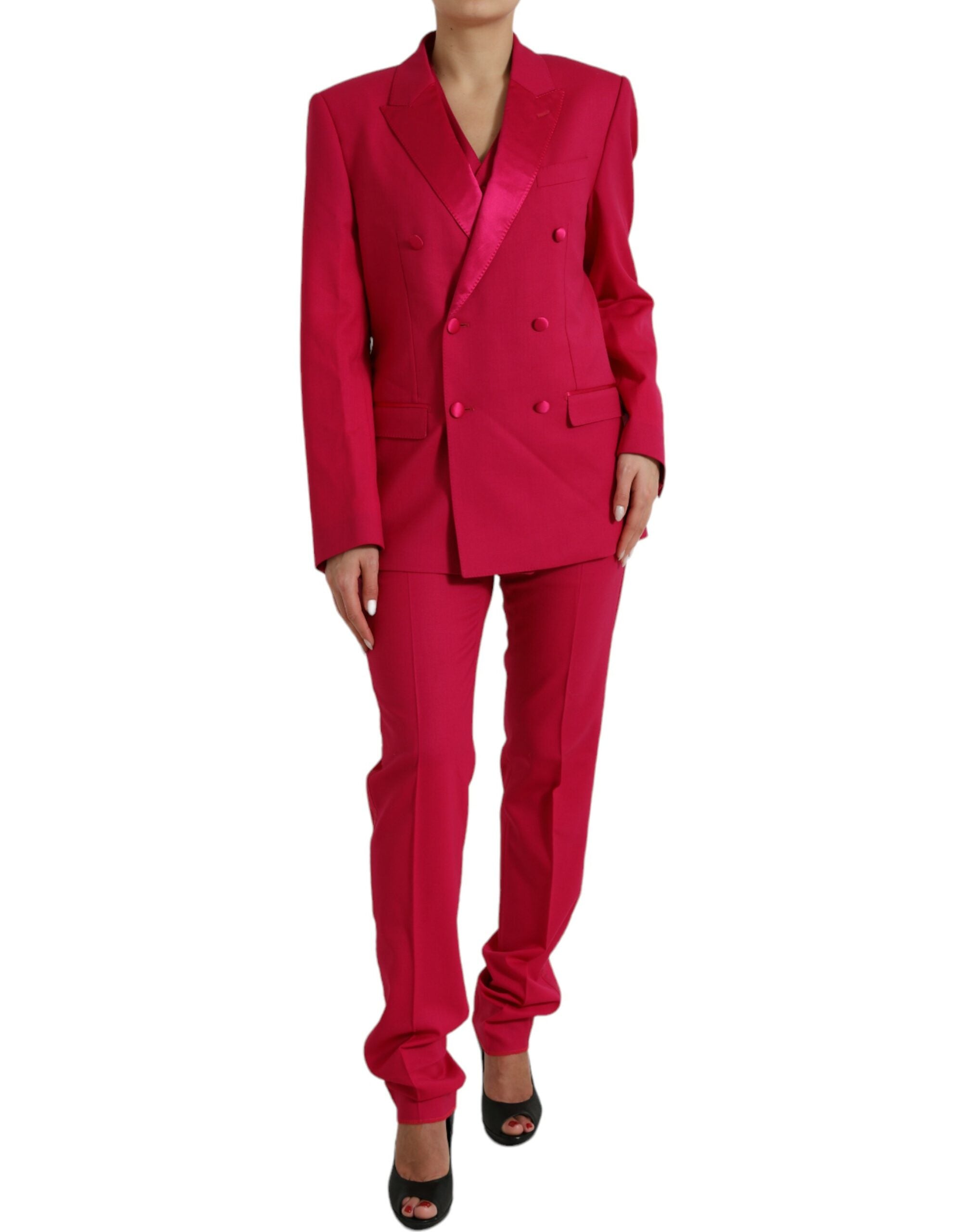 Shop Dolce & Gabbana Red Martini Wool Slim Fit 3 Piece Suit