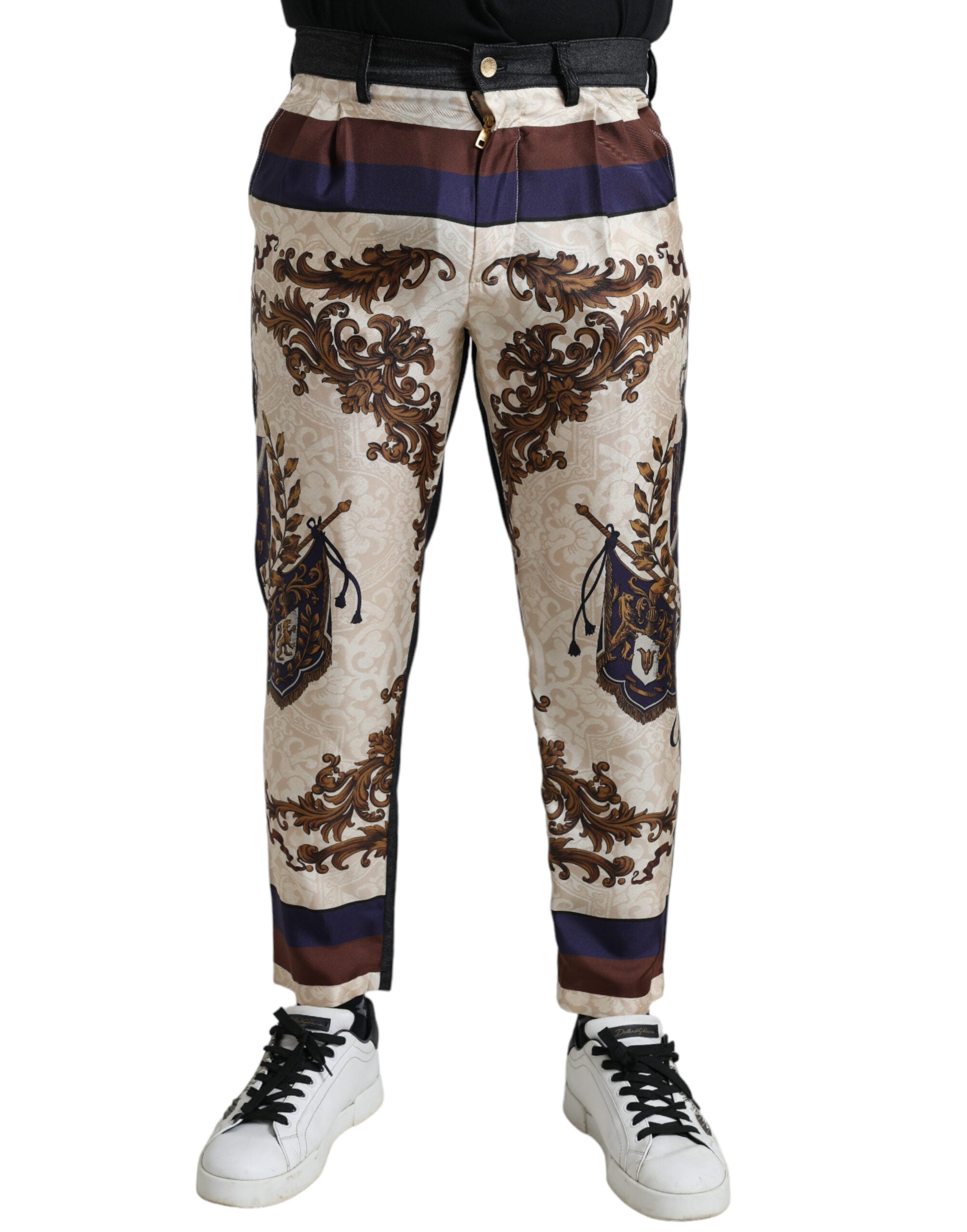 Shop Dolce & Gabbana Multicolor Heraldic Skinny Men Pants
