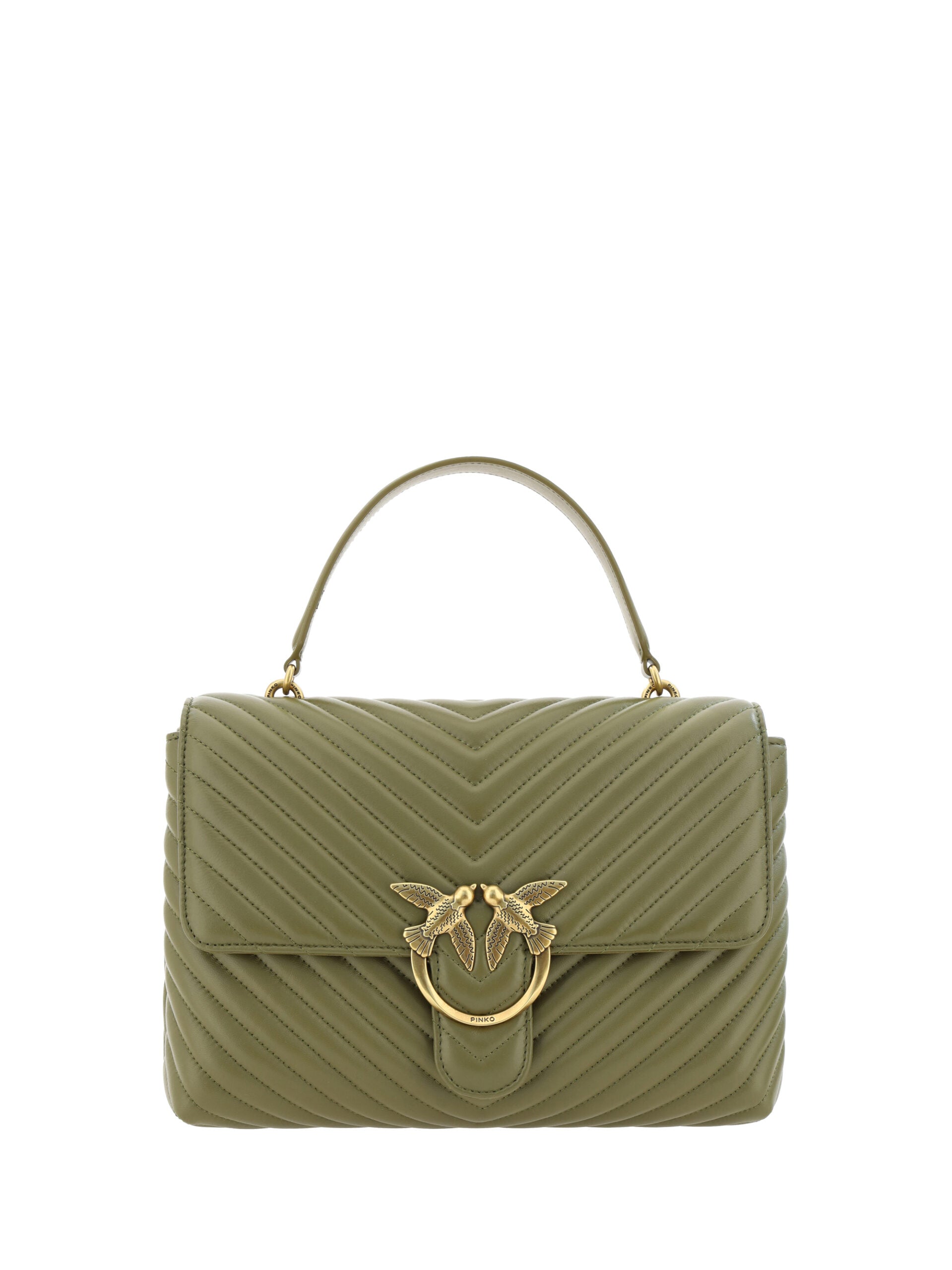 Pinko Green Calf Leather Love Lady Handbag