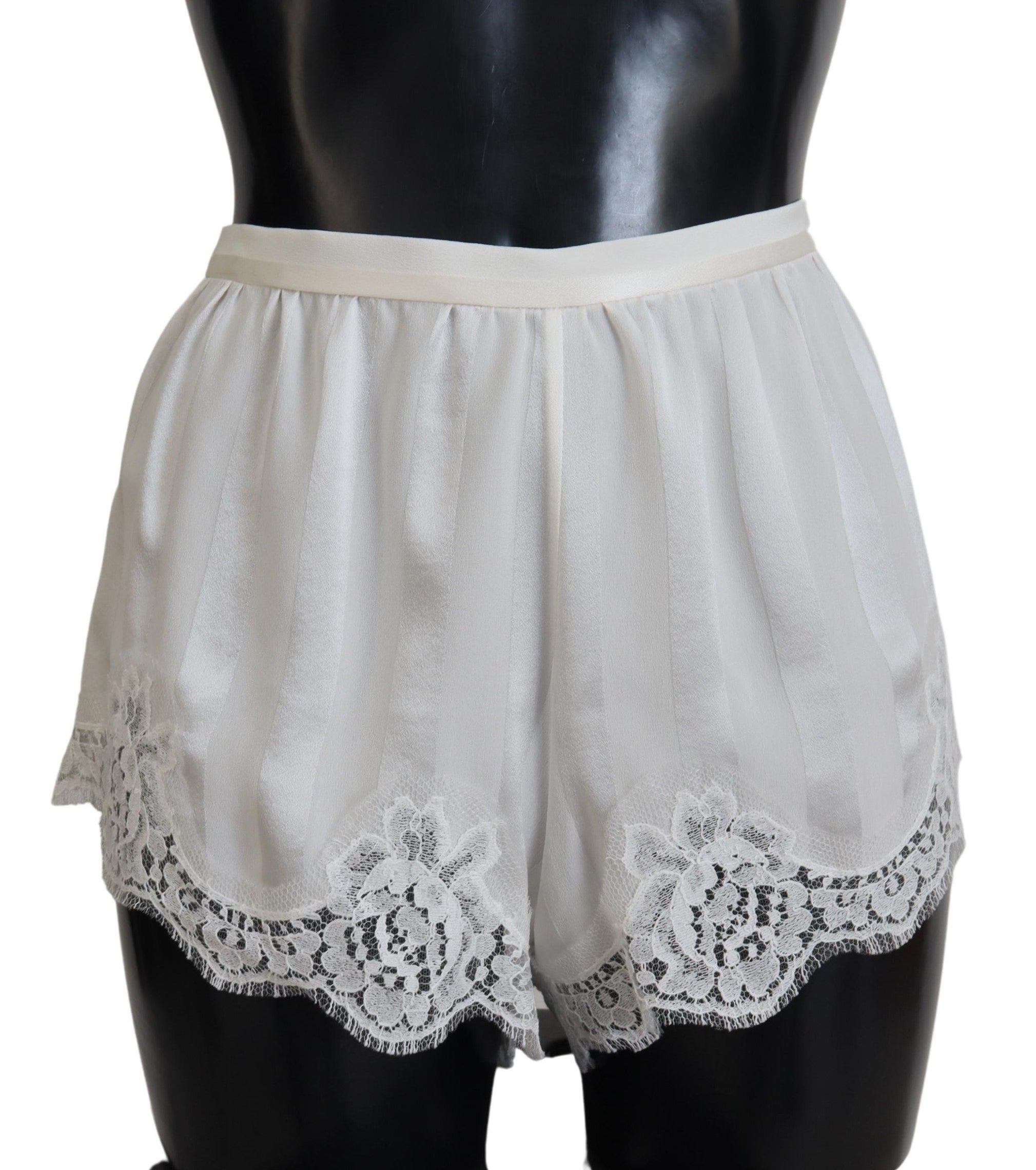 Dolce & Gabbana White Silk Floral Lace Lingerie Underwear - IT40|S