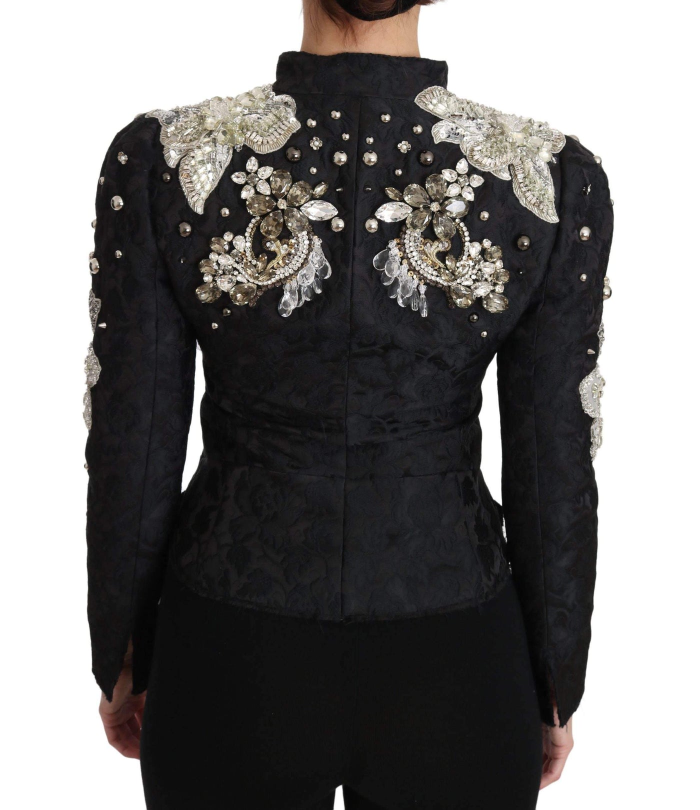 Dolce & Gabbana  Black Jacquard Crystal Floral Jacket