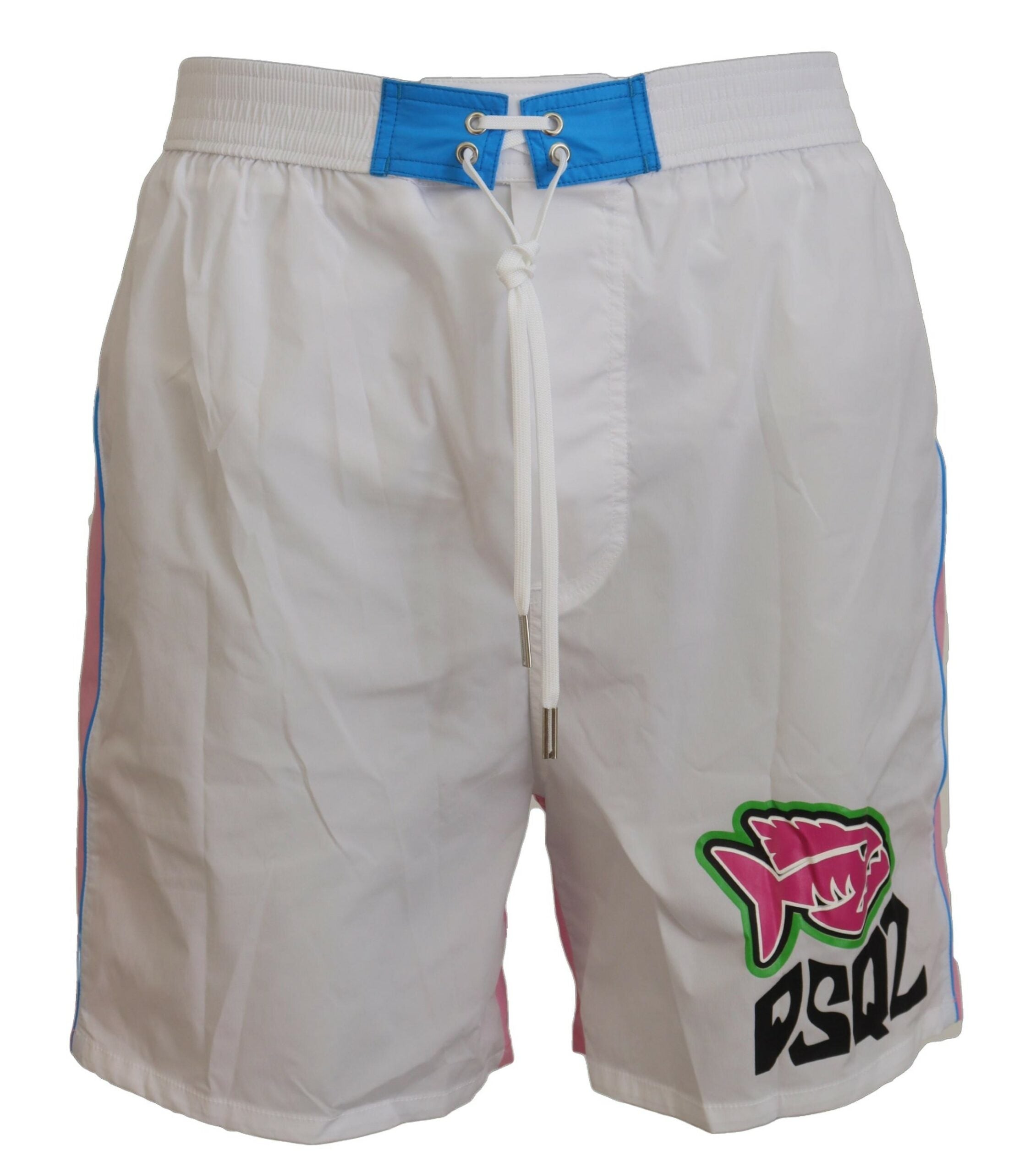 DsquaredÂ² White Pink Logo Print Men Beachwear Shorts Swimwear - IT48 | M