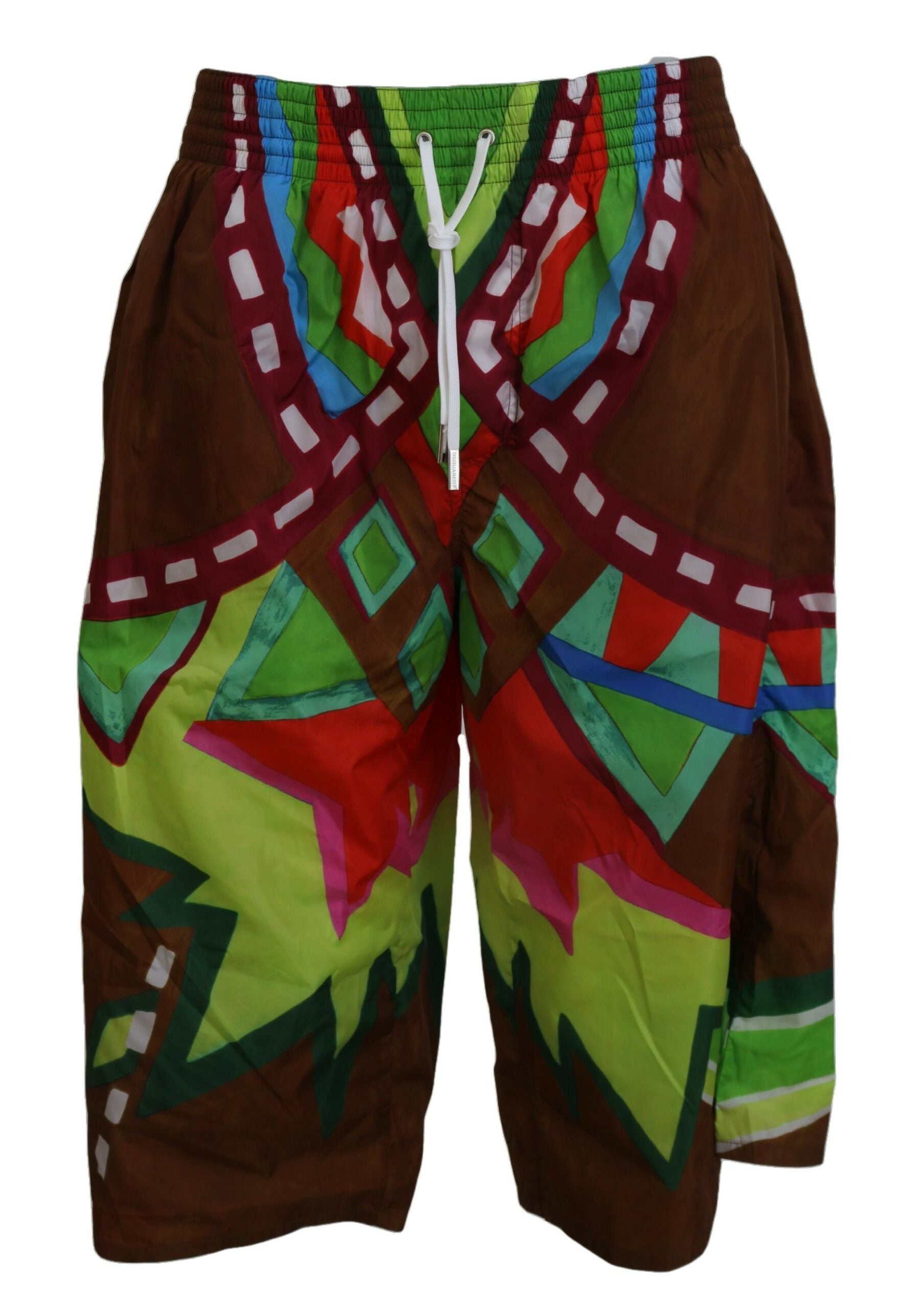 DsquaredÂ² Multicolor Printed Men Beachwear Shorts Swimwear - IT48 | M