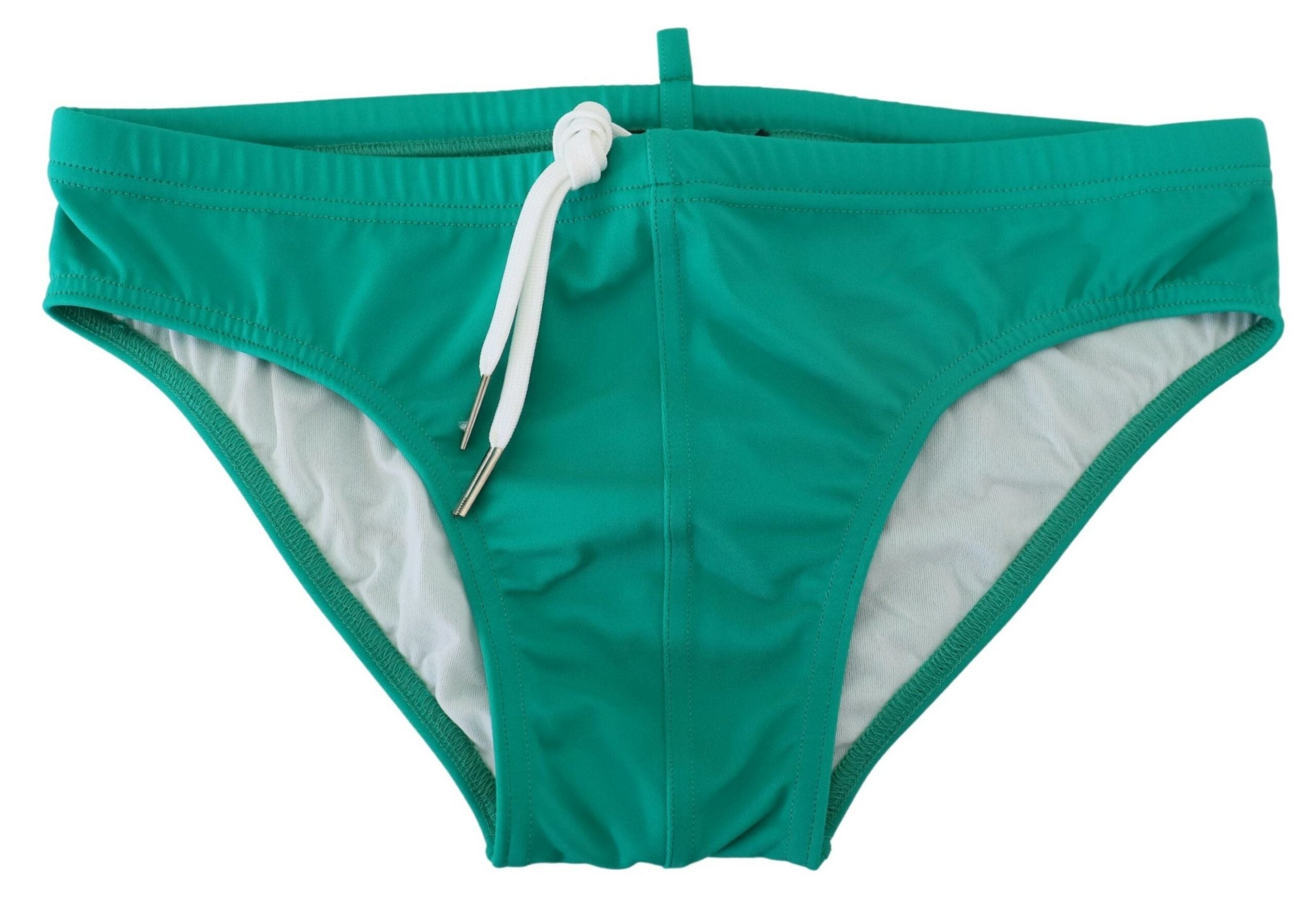 DsquaredÂ² Green White Logo Print Men Swim Brief Swimwear - IT48 | M