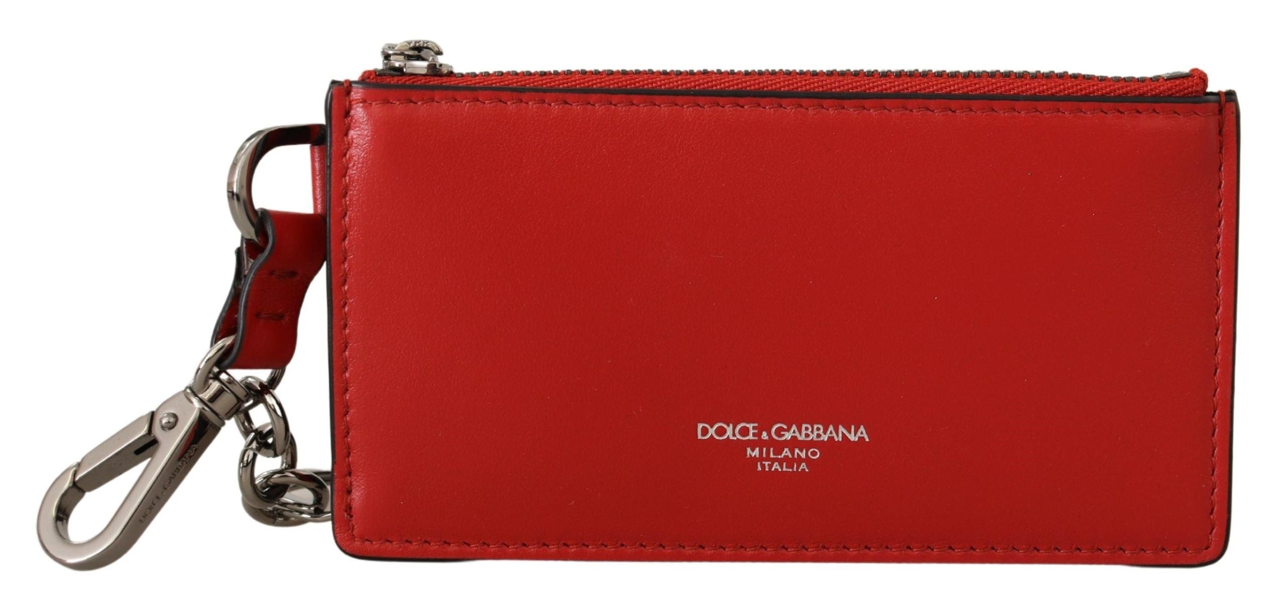 Shop Dolce & Gabbana Red Leather Purse Silver Tone  Keychain