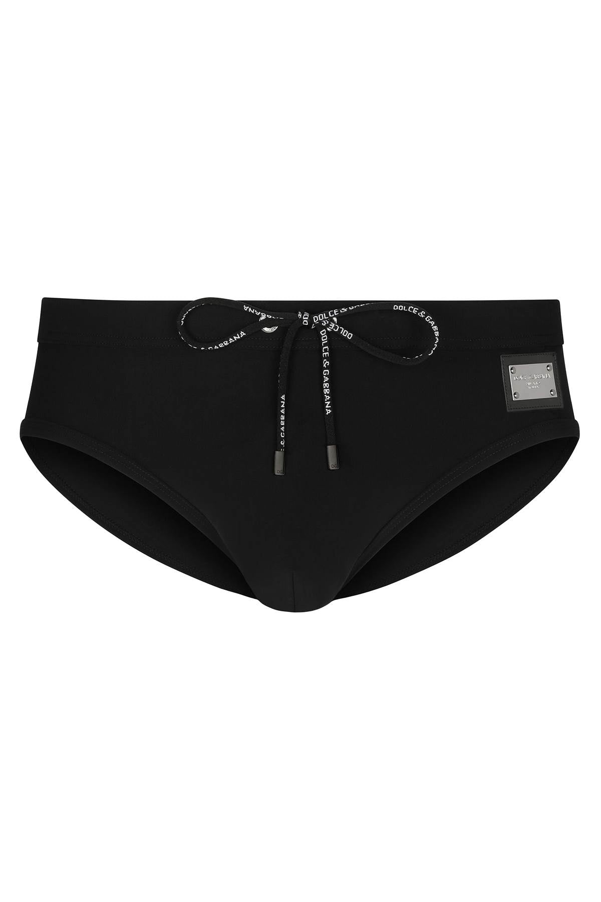 Dolce & Gabbana Swim Briefs With Plate - 5 Nero