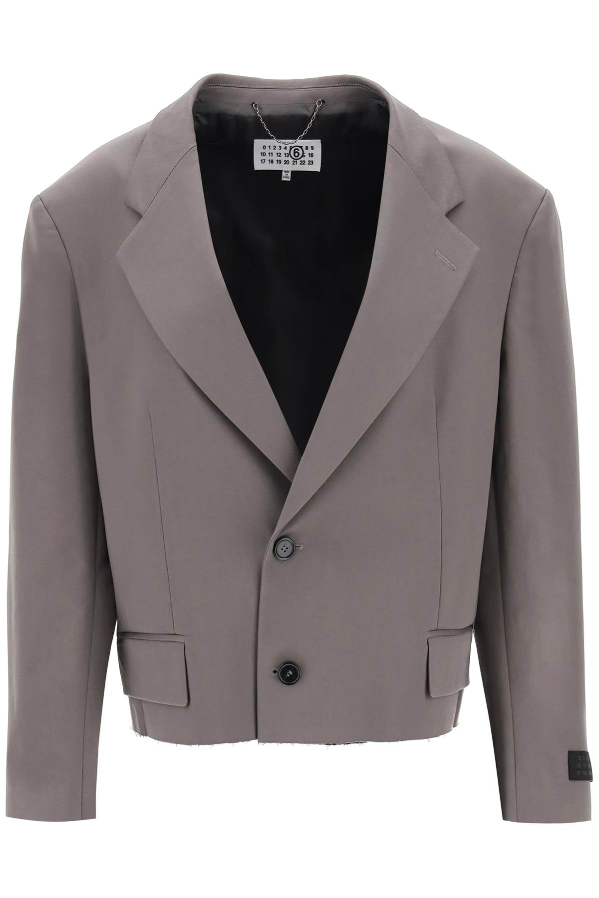 Mm6 Maison Margiela Cropped Blazer With Cut-off Hem - M Grigio