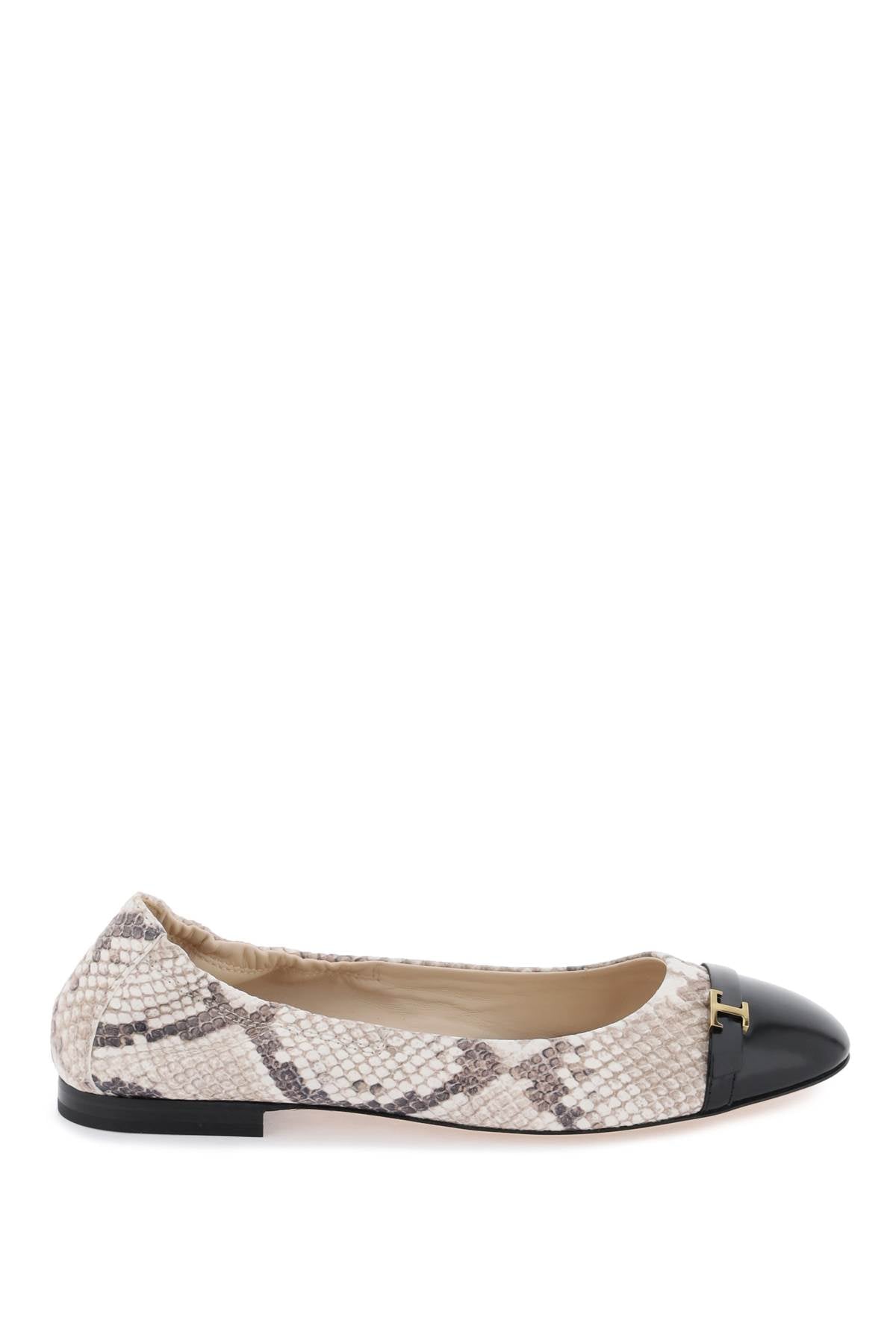 Tod's Snake-printed Leather Ballet Flats - 36 Nero