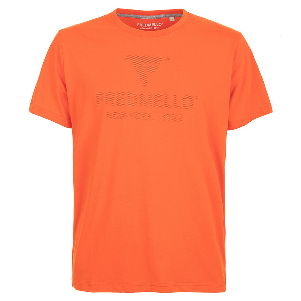Shop Fred Mello Orange Cotton T-shirt