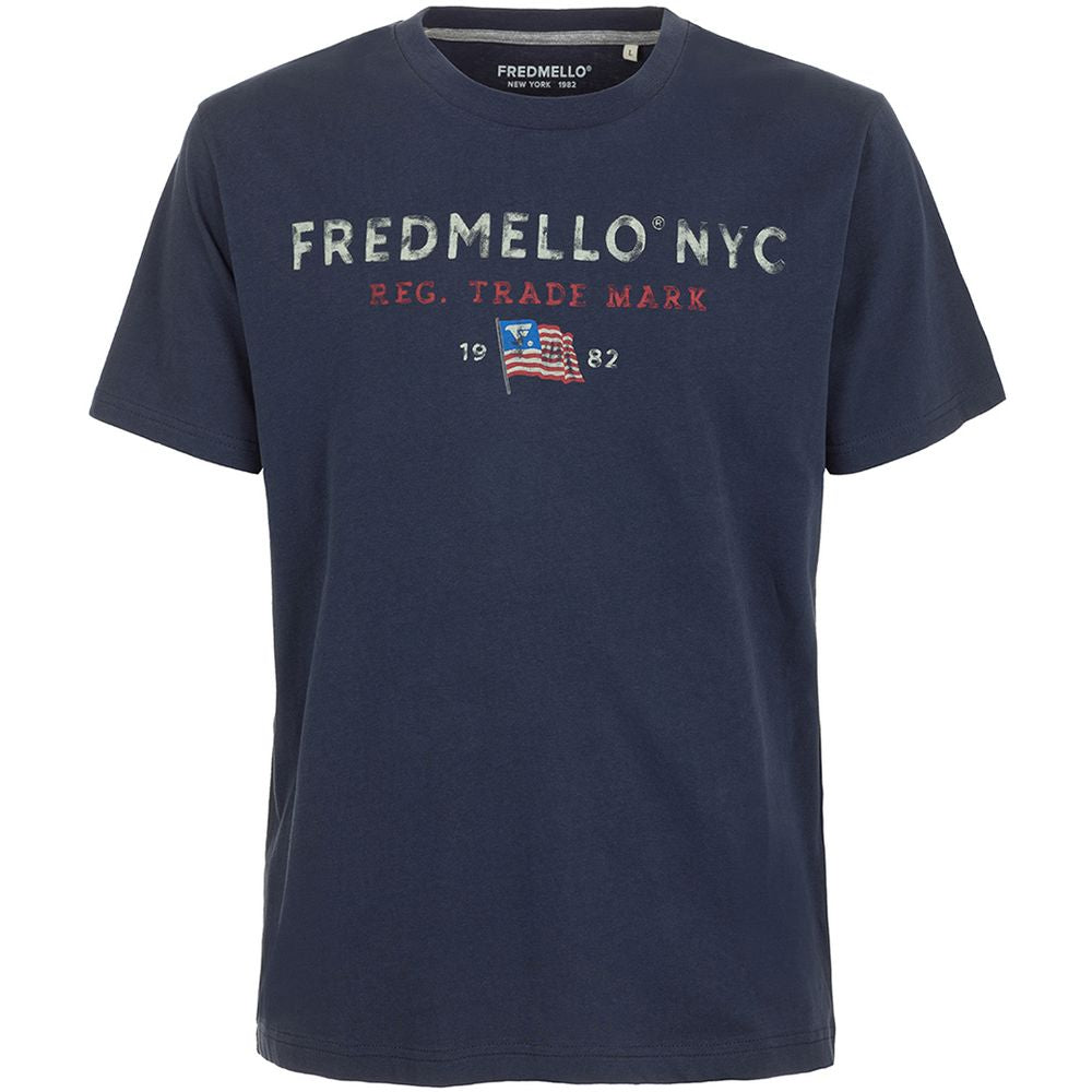 Shop Fred Mello Blue Cotton T-shirt In Red