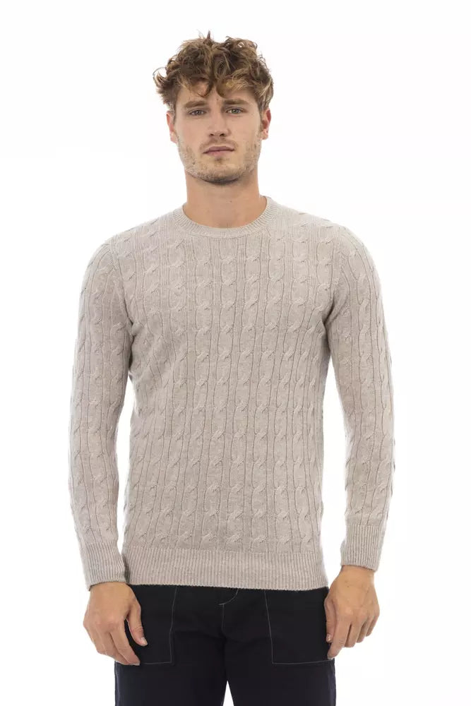 Alpha Studio Beige Viscose Sweater - IT52 | XL
