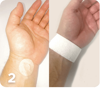 Apply patch to the upper left wrist 30-60 minutes before sleeping, or apply patch on the waistband provided and wear the waistband.