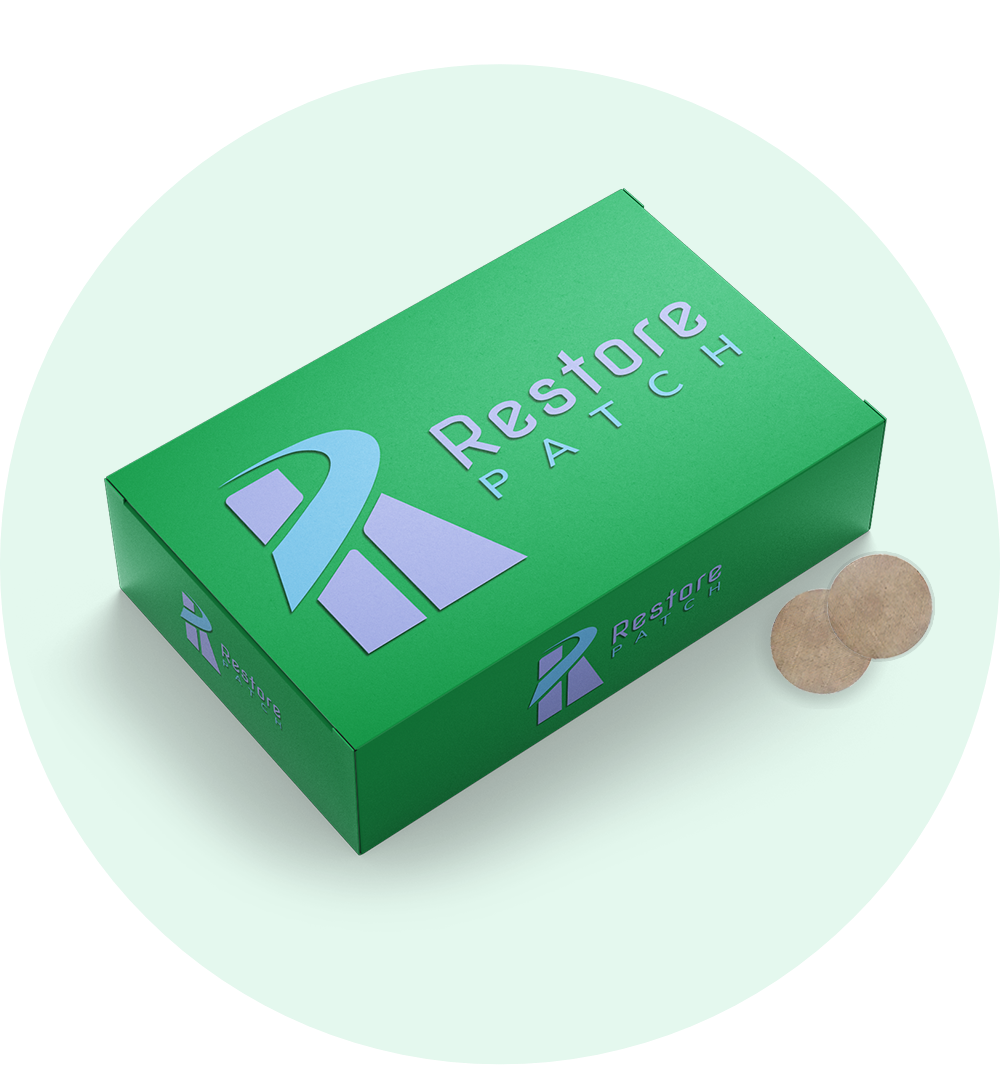 A green box of Restore Patch Anxiety Relief Patch.