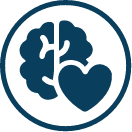 Brain and heart icon for feel happier and reduce stress