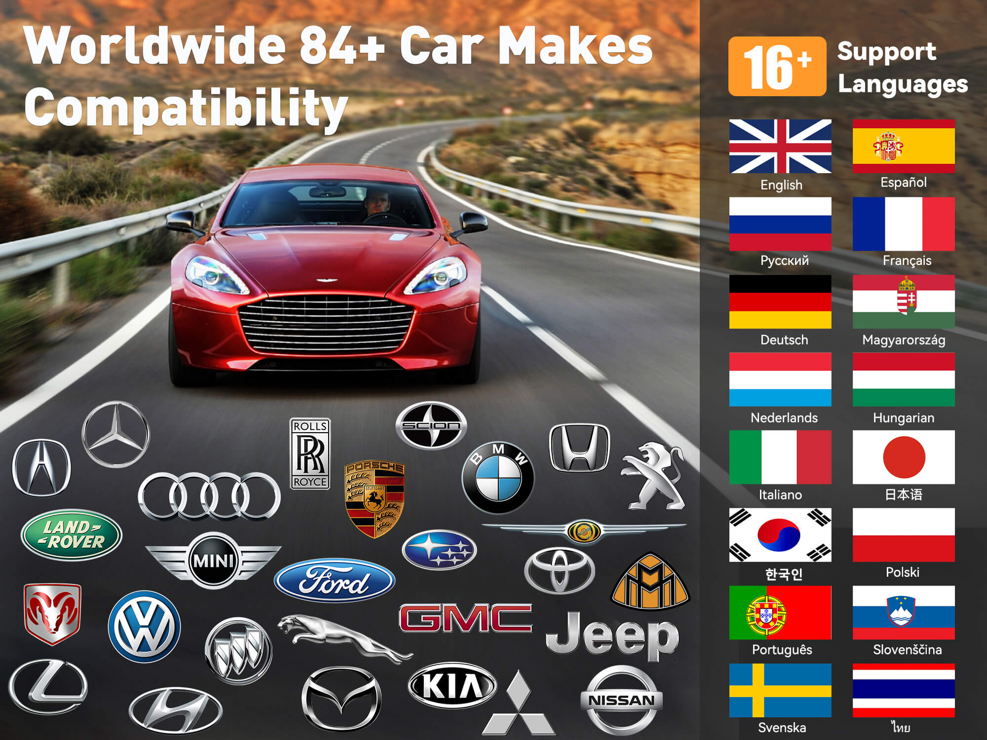 SC870 Support 84+ Car Manufacturers(US, European and Asian), 1000+ Models that have been made after 1996.