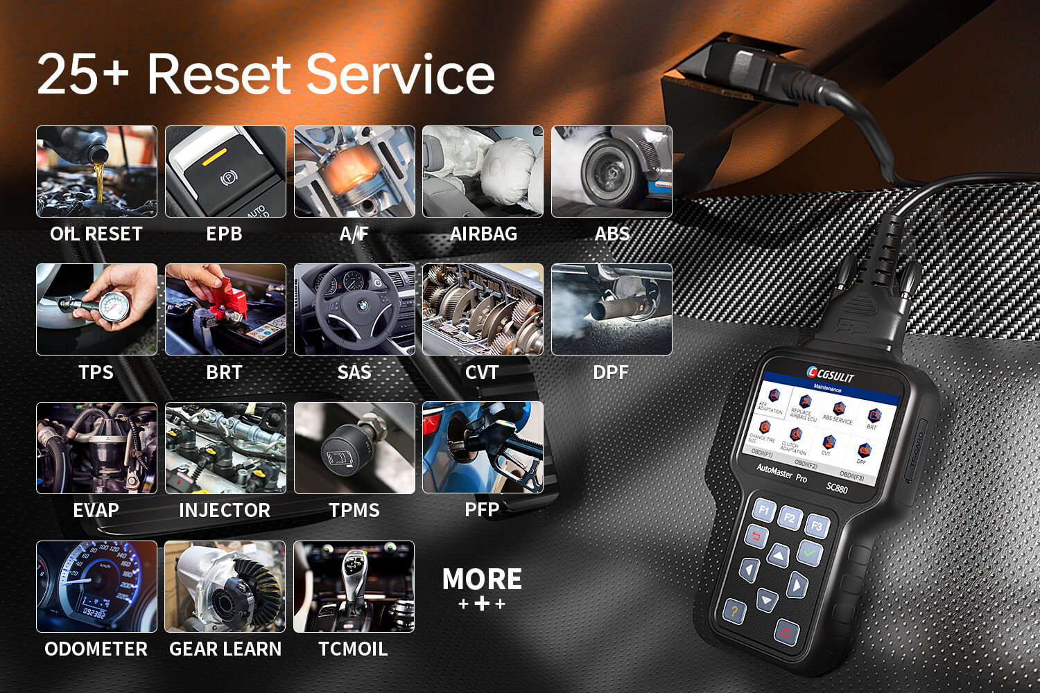 CGSULIT SC880 has 25+ frequently used hot reset maintenance functions.