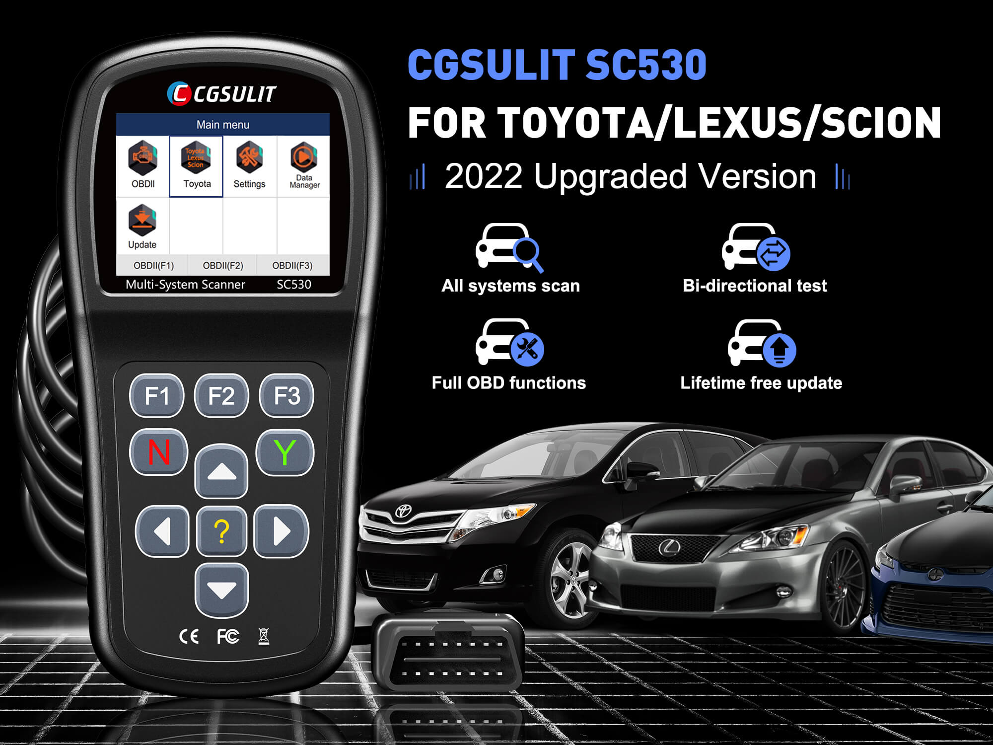 SC530 full system scanner can easily diagnose which systems have what wrongs with your Toyota/ Lexus/ Scion.