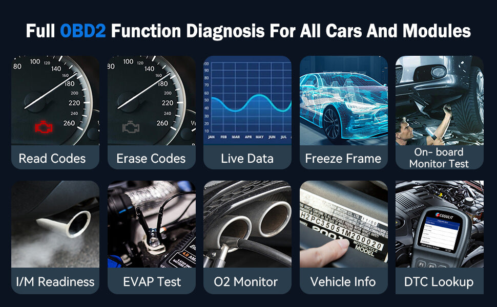 SC530 OBDII code reader support 10 OBD2 modes. It quickly turns off the Check Engine Light(MIL) and helps you pass the smog check.