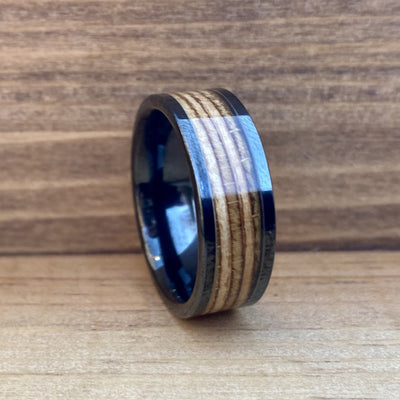 “The Corporal” 100% USA Made Black Ceramic Ring with Wood from A M1 Garand - BW James Jewelers