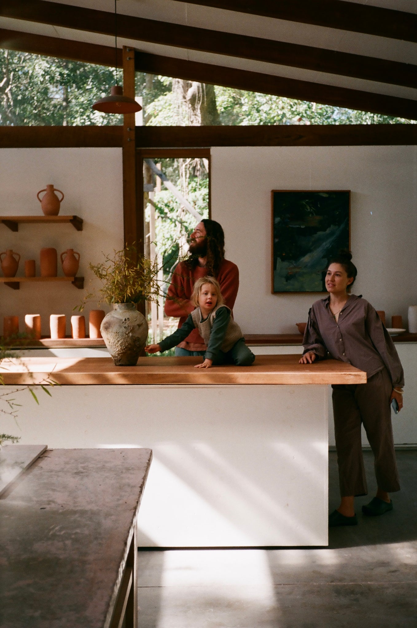 Gus, Finn and Azzmin in the Pan Pottery studio