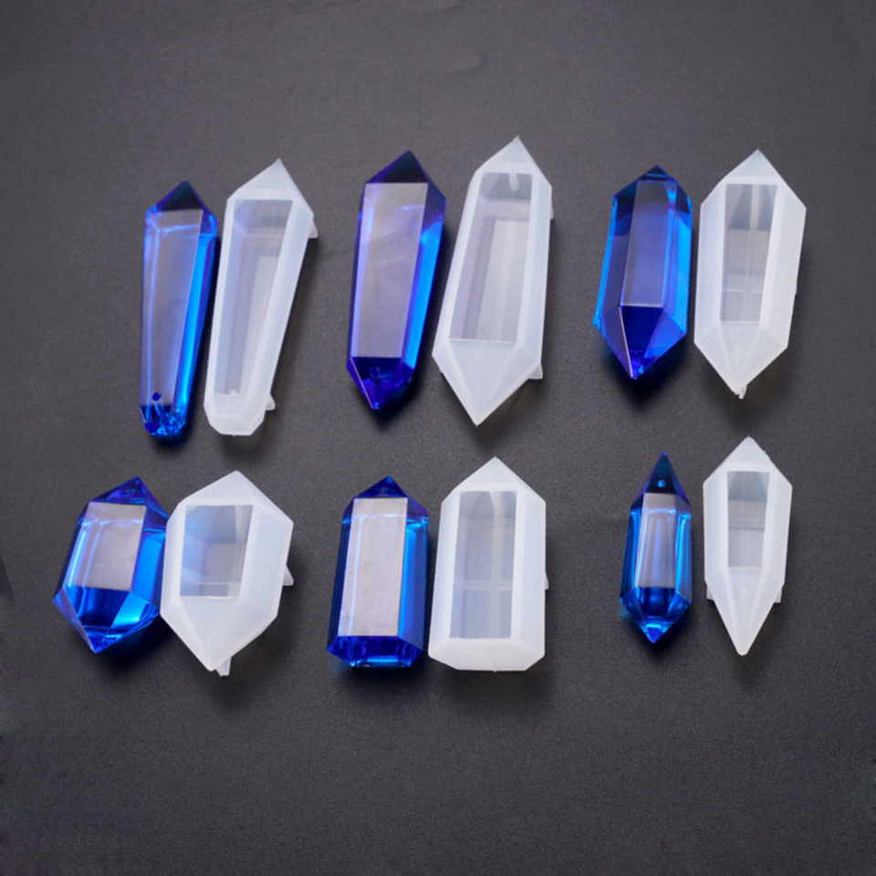 12Pcs Mini Faceted Diamond Crystal Resin Mold Oval Round Gemstone