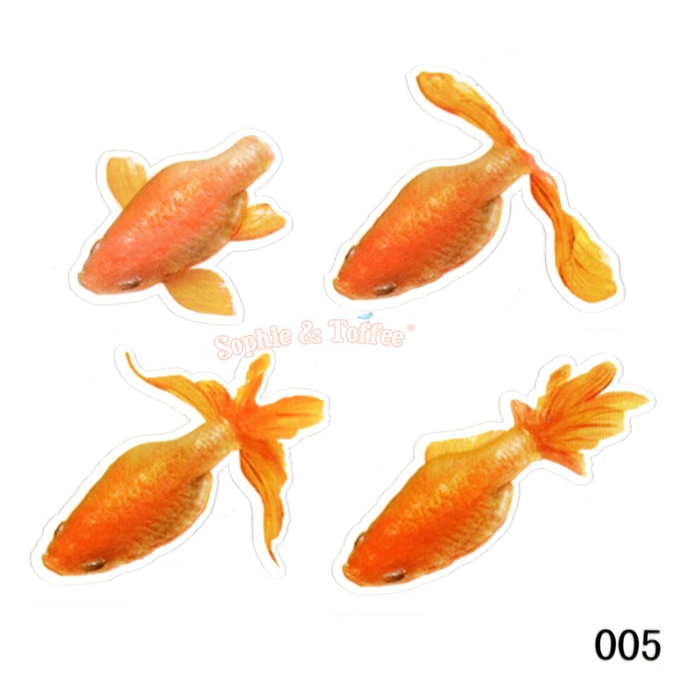 3D Goldfish Lotus Clear Film Resin Stickers Water-Like Painting