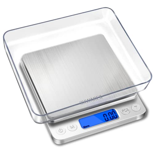 Etekcity 0.1g Food Scale with Bowl Digital Kitchen Weight Grams and Ounces  for Cooking and Baking, Large Backlit Display, Silver/Stainless Steel 