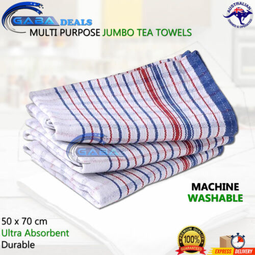 100% Cotton Terry Jumbo Multi Tea Towel Kitchen Dish Check Extra Large 50 x  70cm