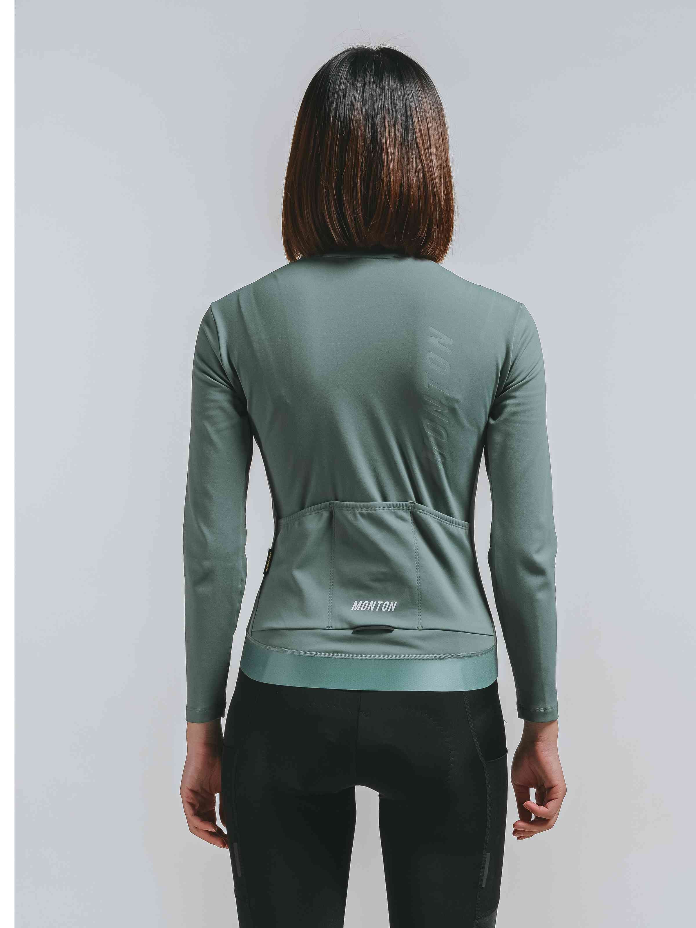 green womens thermal cycling jersey