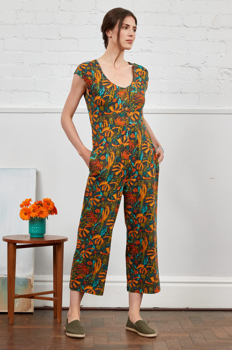 Organic Cotton Printed Jersey Jumpsuit