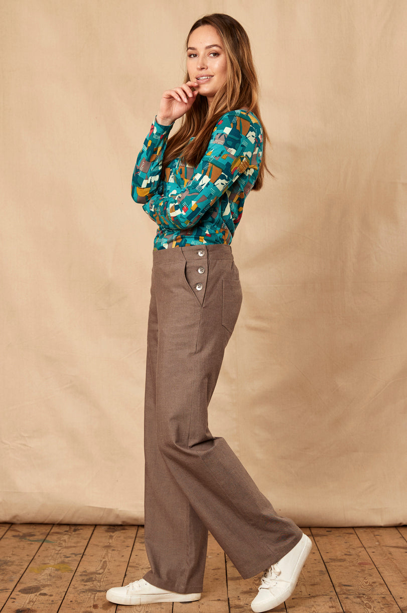 Straight Leg Chambray Trouser