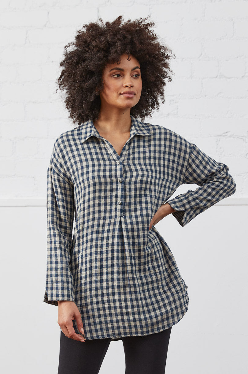 Cotton Check Tunic Shirt