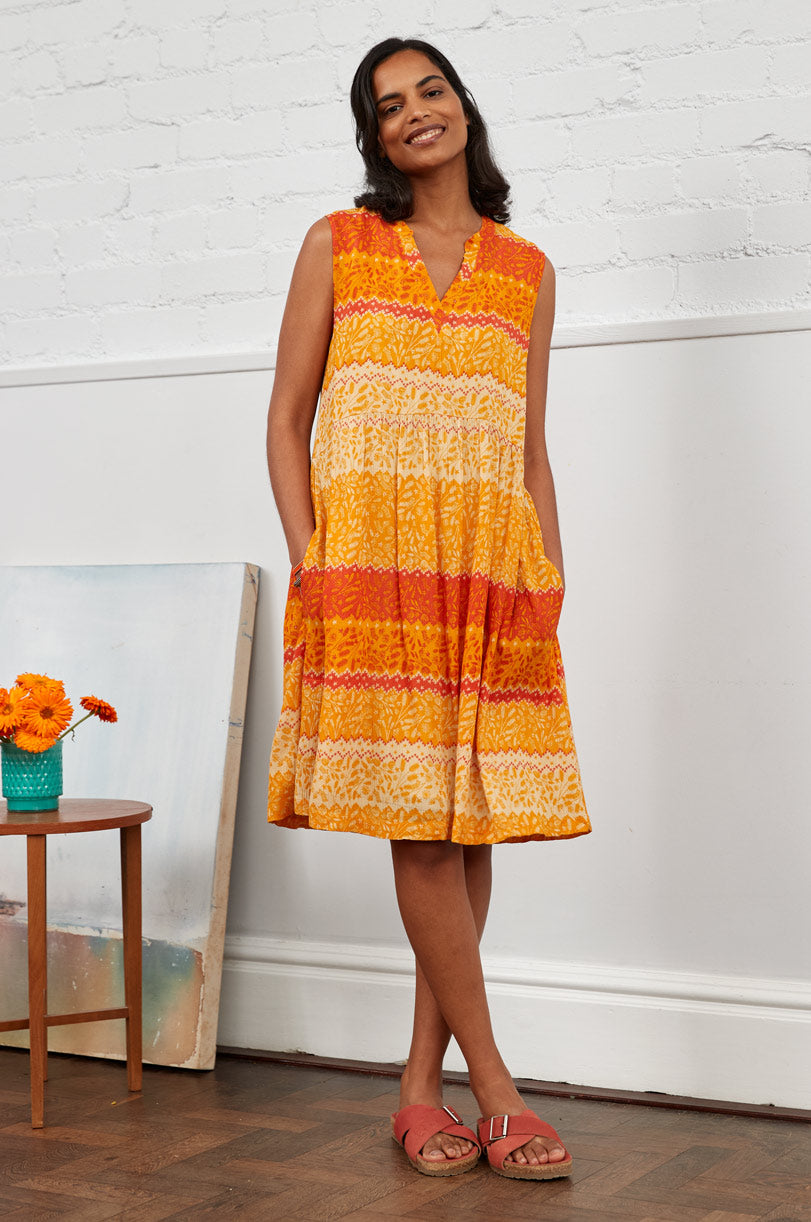 Crinkle Viscose Gathered Tunic Dress