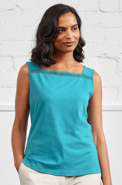 Lace V-Neck Organic Cotton Vest