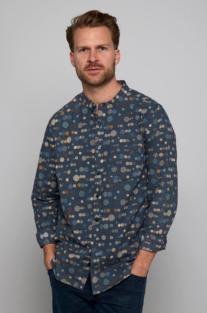 Cotton Orb Print Collar Shirt