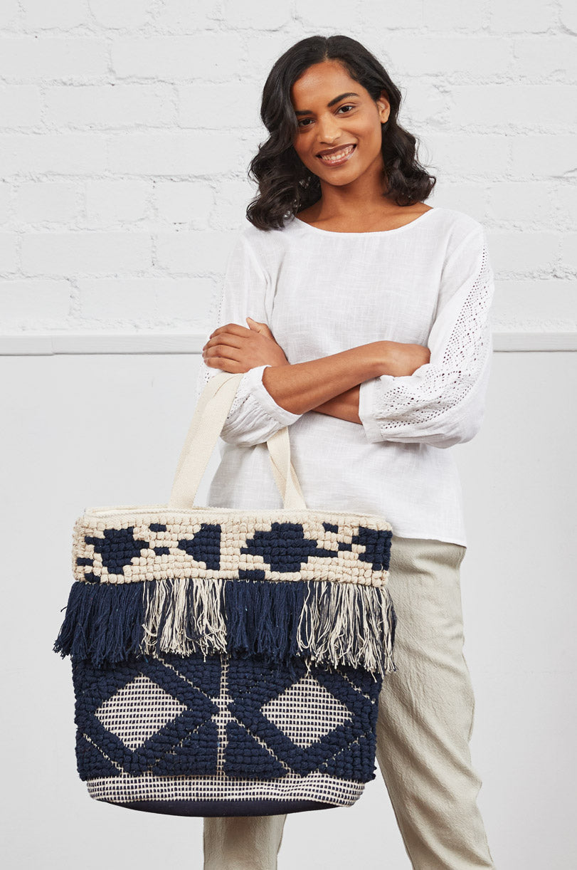 Geo Cotton Tassle Bag