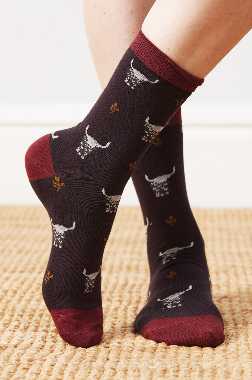 gots Organic Cotton Highland Cow Socks