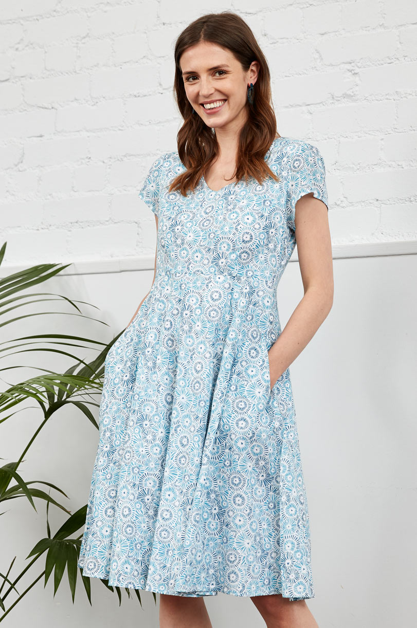 Cotton Fit and Flare Yuzu Dress