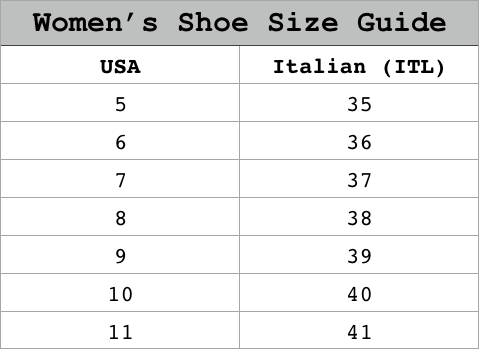 women's italian shoe size to us