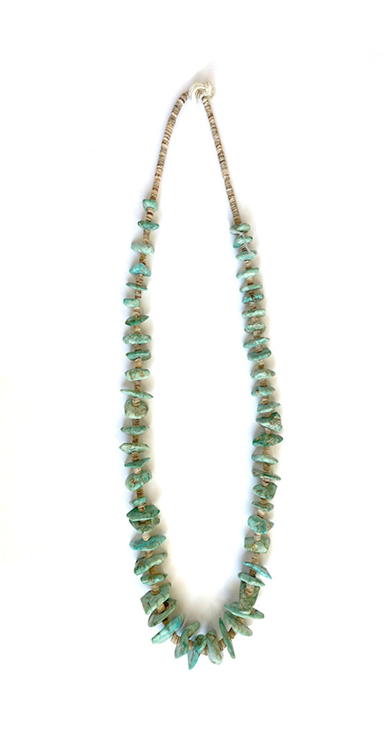 Green Turquoise Necklace With Olive Shell Heishi