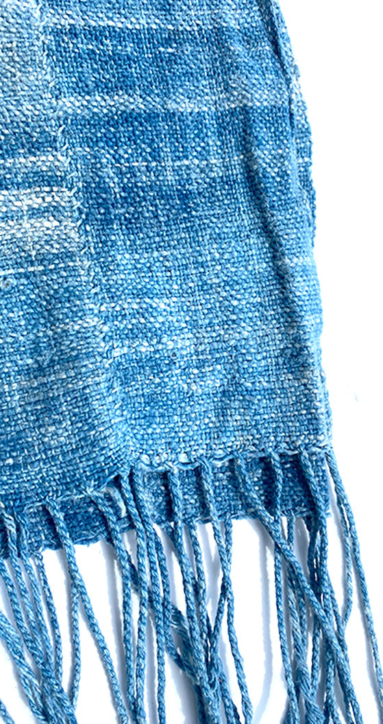 Light Denim Long Fringe Scarf No. 7