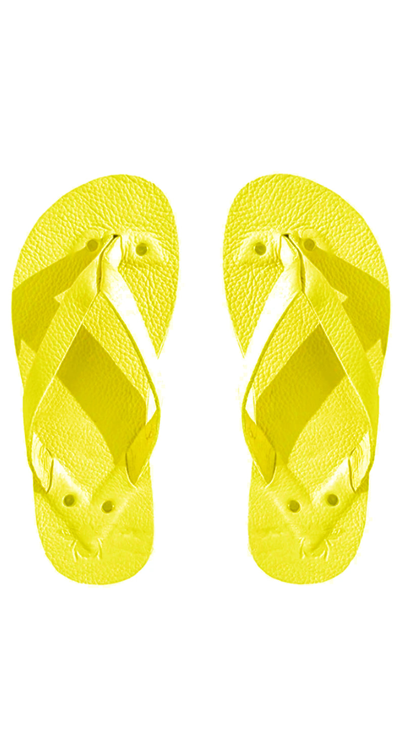 neon yellow flip flops