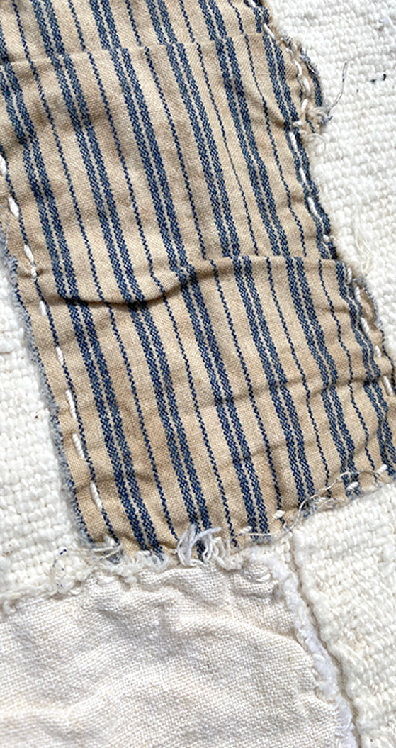 Cream Linen Patched Scarf No.1