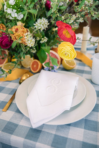 White Wedding Napkins Monogram