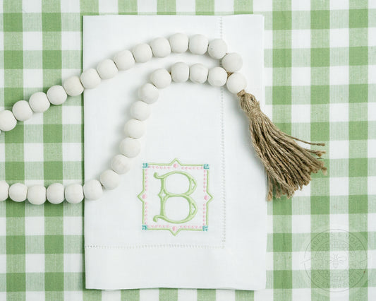 Set of 6 Embroidered Dinner Napkins with Single Initial Adorn Monogram and  Pocket Fold Cloth Napkins by Allison S.