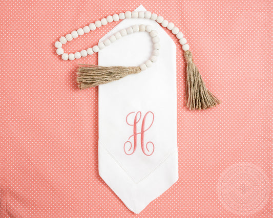 Set of 6 Embroidered Dinner Napkins with Single Initial Adorn Monogram and  Pocket Fold Cloth Napkins by Allison S.