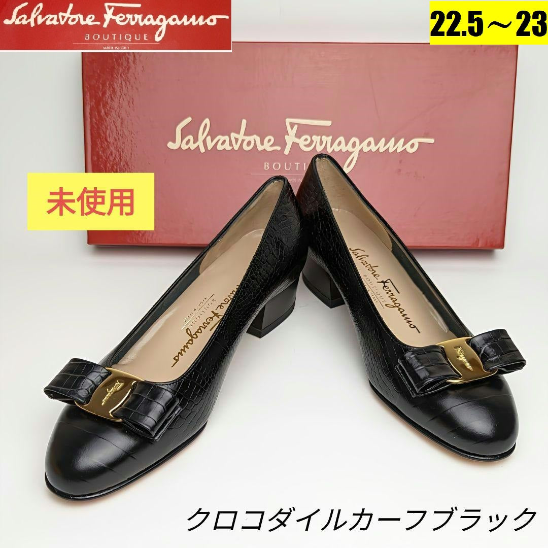 ピカピカ新品仕上⭐フェラガモFerragamo ヴァラパンプス 5 1/2C黒