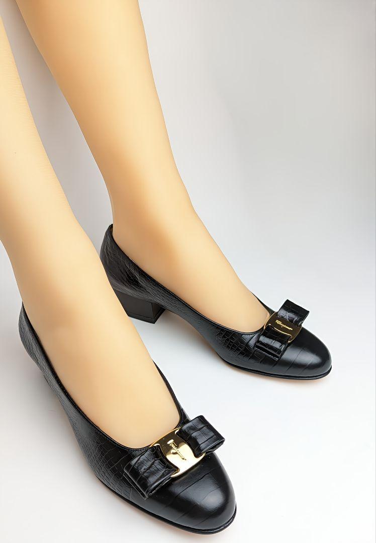 未使用美品❤フェラガモFerragamoヴァラクロコダイルパンプス 5 1/2C