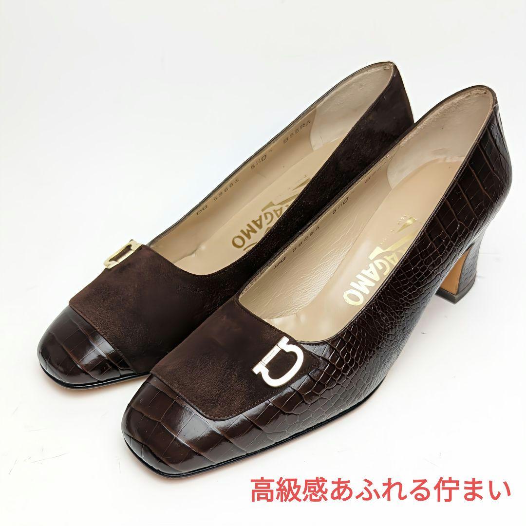 未使用美品♥フェラガモFerragamo ヴァラvara パンプス黒5 1/2C