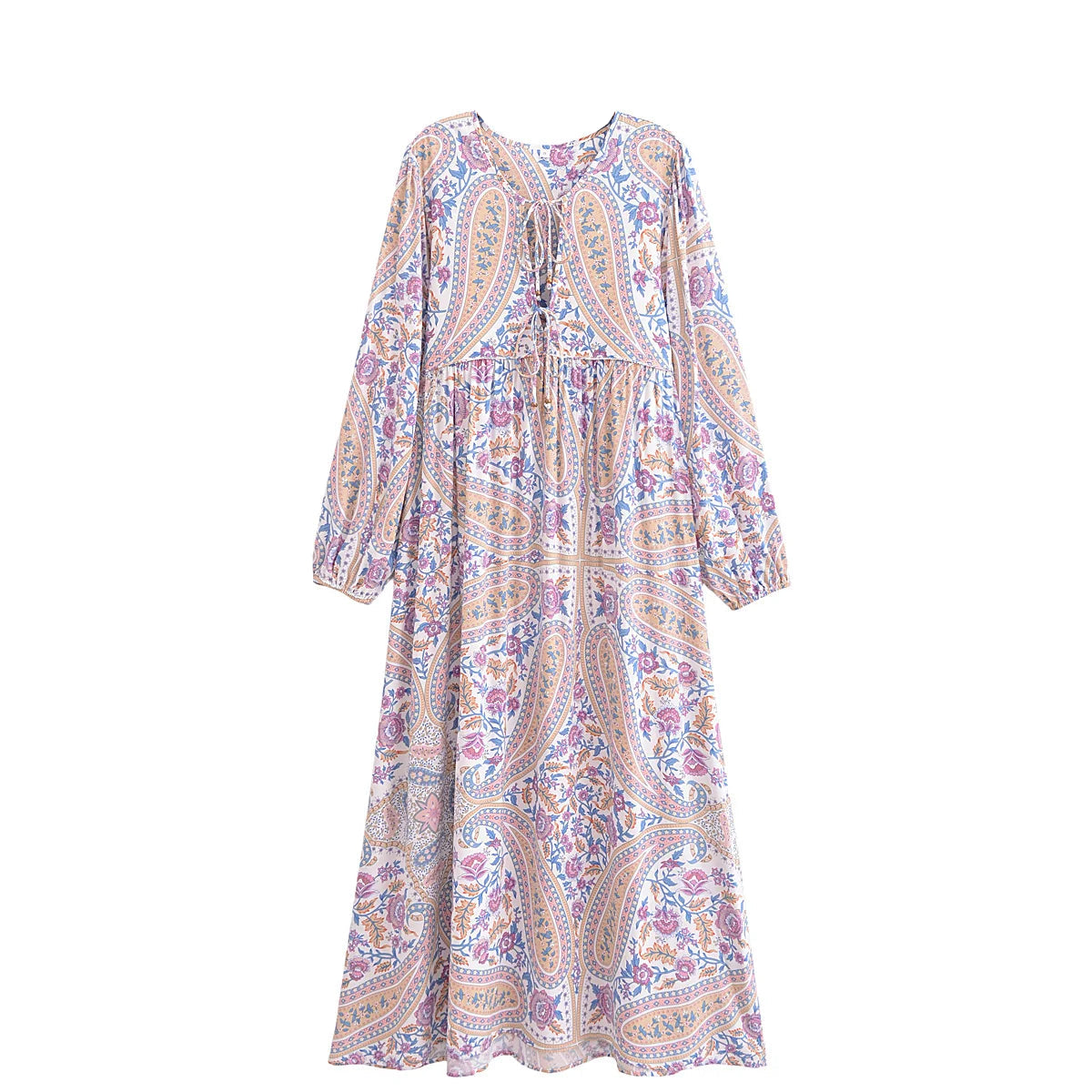 Lavender Daydream Boho Floral Print Maxi Dress